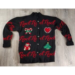 Vintage 1992 The‎ Eagles Eye M Cardigan Knit Christmas Sweater Noel Button Wool
